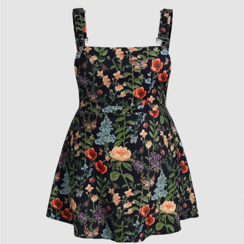 Boho Floral Corduroy Overall Dress 1x